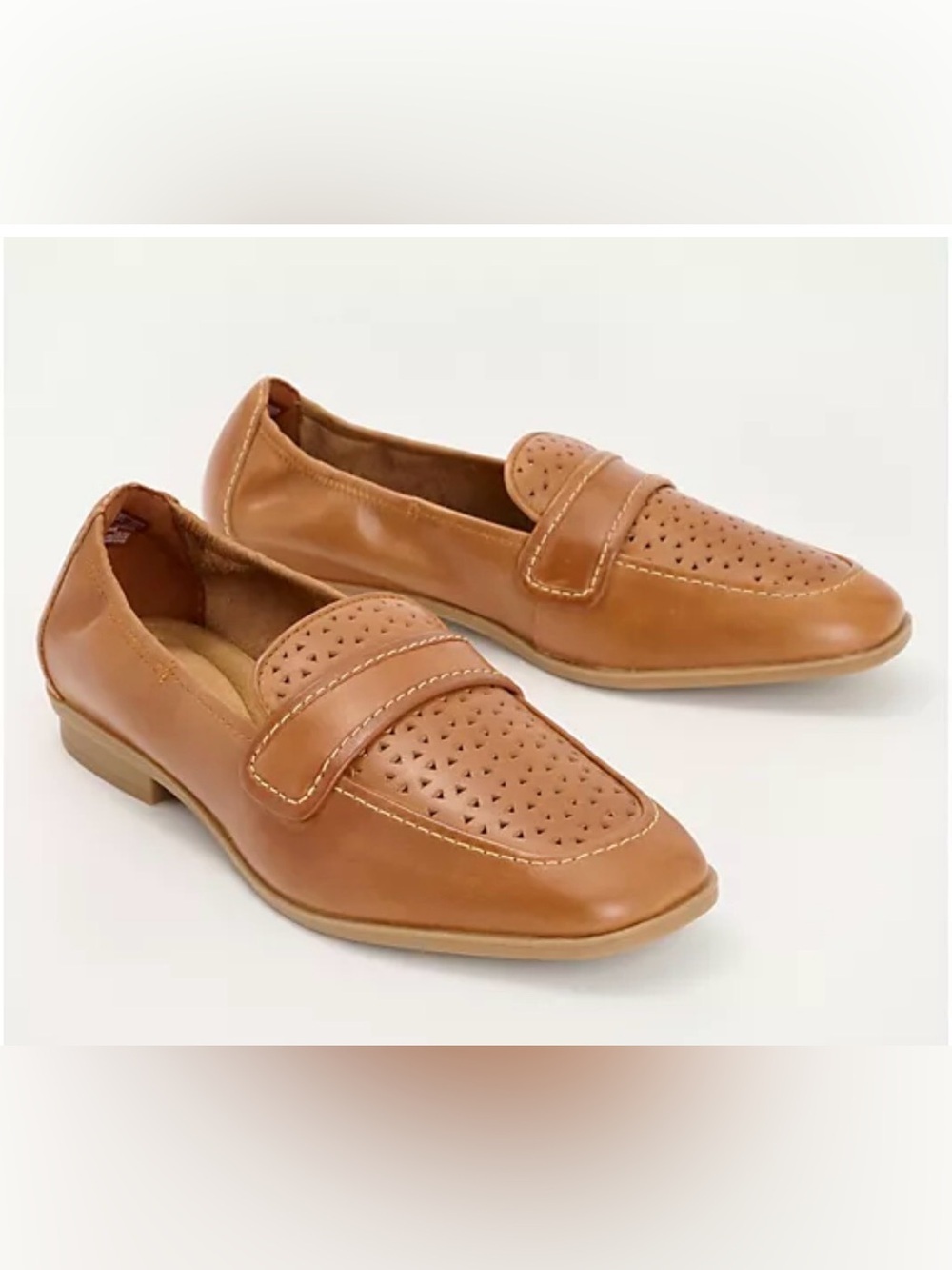 Clarks Women's Perforated Leather Penny Loafers in Tan